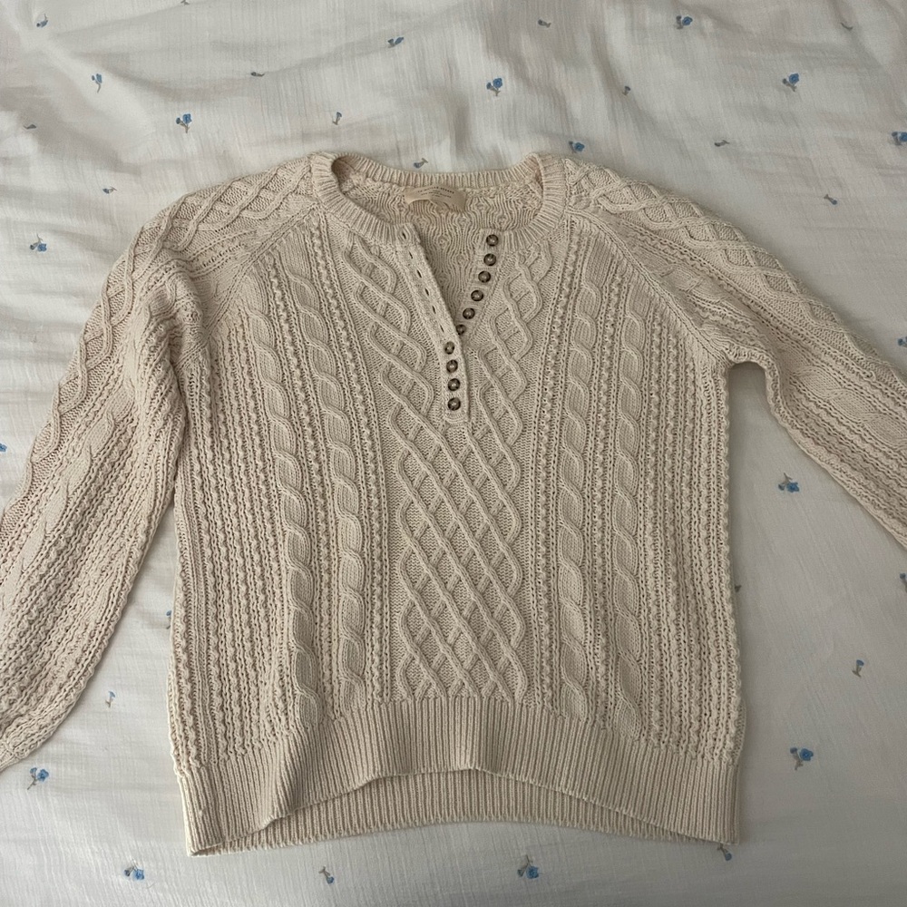 Sezane Cable Knit Cream Sweater